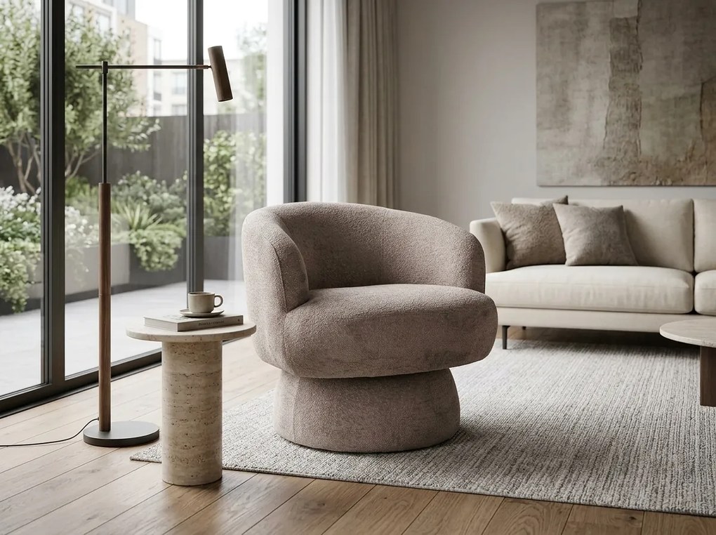 Obrotowy fotel designerski COSMIC RAVEN, ciemny beżowy