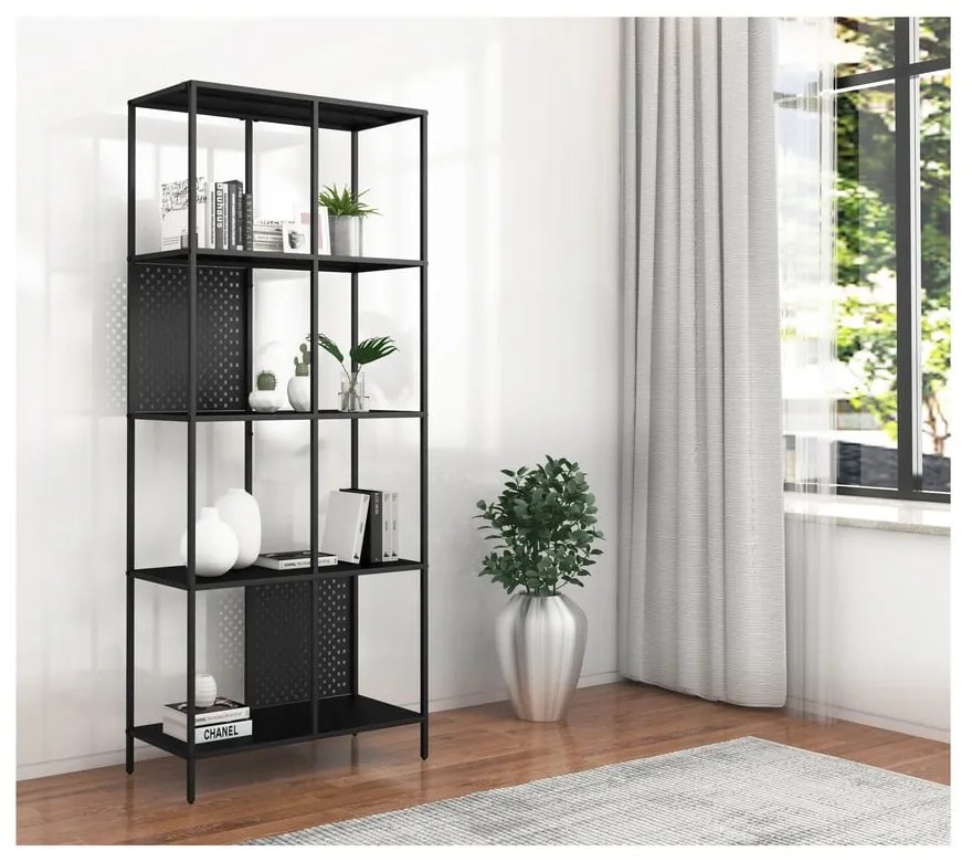 Czarny metalowy regał 75x180 cm Charleston – Støraa