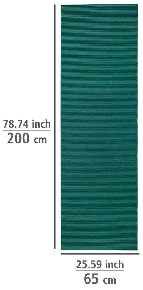 Ciemnozielony plastikowy dywanik łazienkowy 65x200 cm Petrol – Wenko