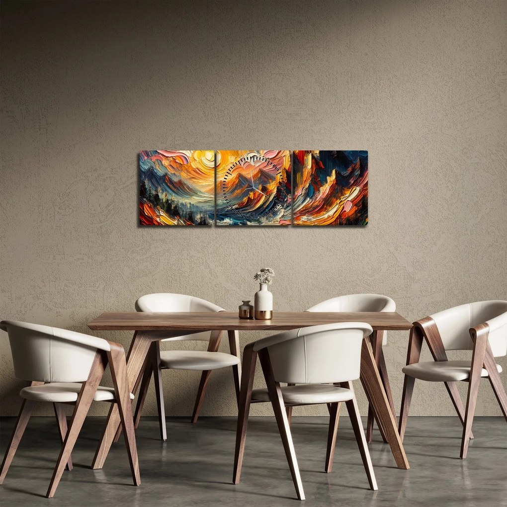 Obraz - Góry oświetlone słońcem (z zegarem) (90x30 cm)