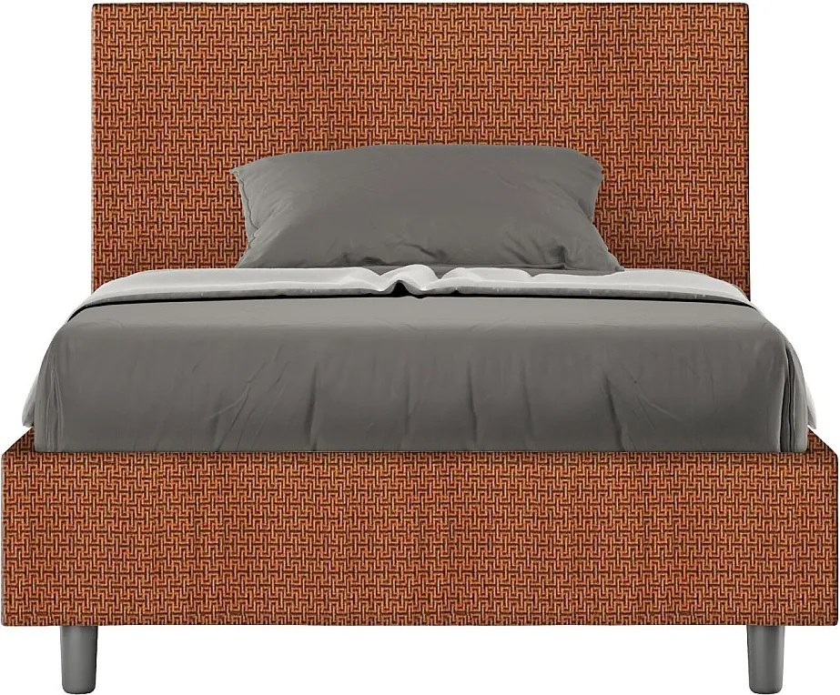 Łóżko bez stelaża tapicerowane 120x190 tkaniny Labirinto 4 pomarańczowy Adele