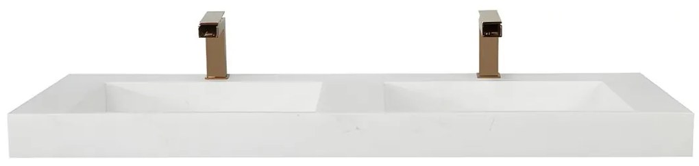 Podwójna umywalka podwieszana KODIAK z twardego materiału marmuropodobnego w kolorze białym – 120,2 × 45,2 × 8 cm (dł. × szer. × wys.)