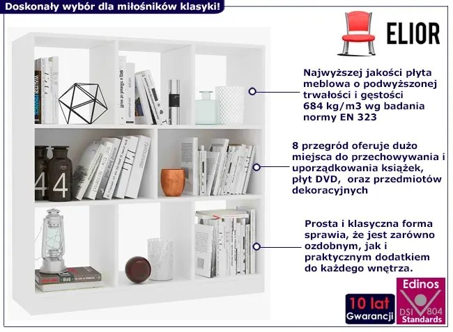 Biały otwarty regał z 8 pólkami - Nero 4X
