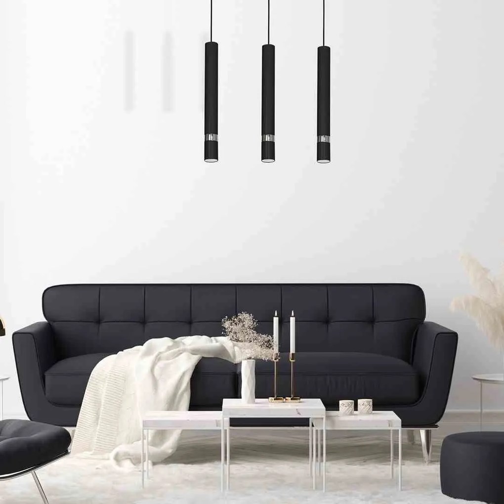 Lampa wisząca JOKER BLACK/CHROME 3xGU10, na listwie