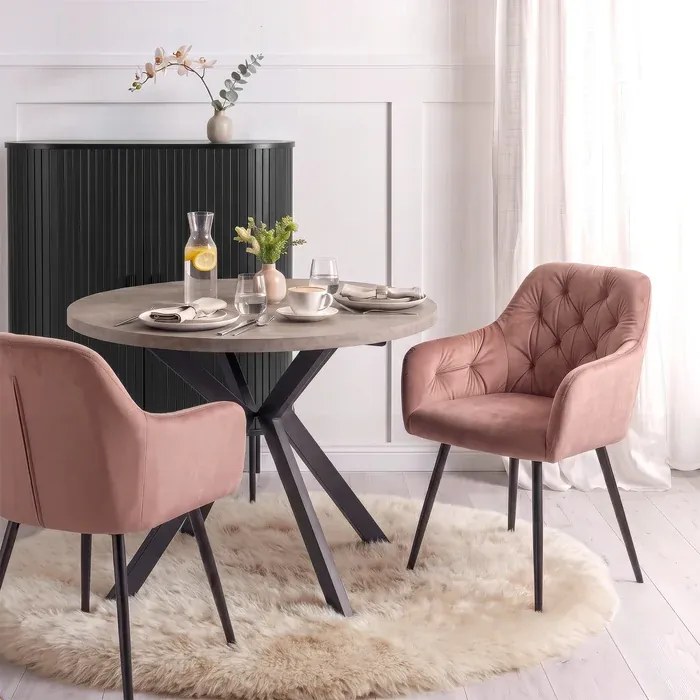 Krzesło Tapicerowane do Salonu VIKI Różowe Welurowe Nowoczesne Loft
