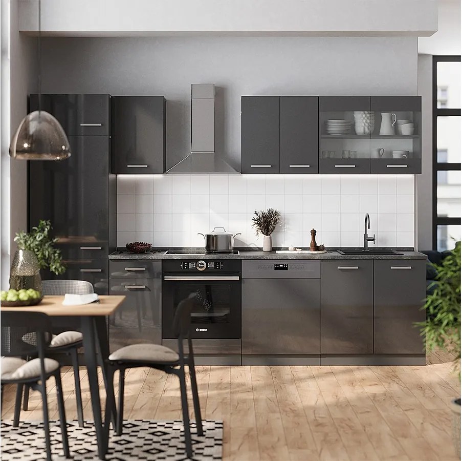 Aneks kuchenny antracyt wysoki połysk/antracyt 300x60x81.6 r-line