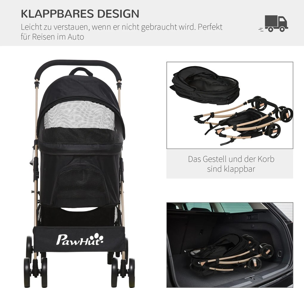 Outsunny Wózek dla Psa 2w1 Składany Torba Transportowa do 20kg | Aosom PL