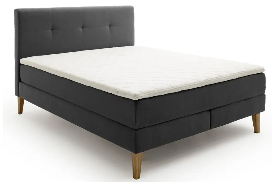 Antracytowe łóżko boxspring 160x200 cm Stockholm – Meise Möbel