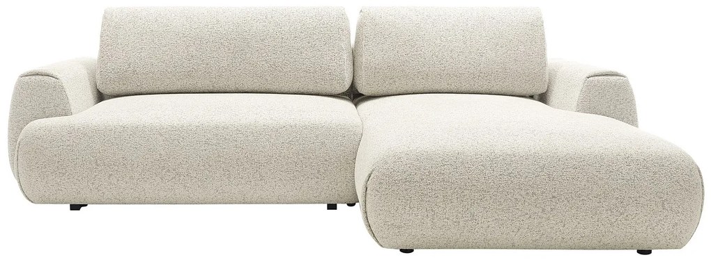 Kanapa narożna prawostronna rozkładana z beżową melanżową tapicerką - MONELIA