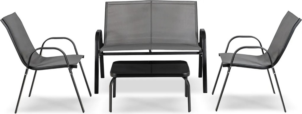 Zestaw mebli ogrodowych Rivo 4-osobowy na balkon i taras, kolor szary