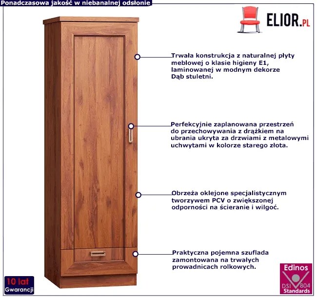 Szafa jednodrzwiowa dąb stuletni - Lorines 10X