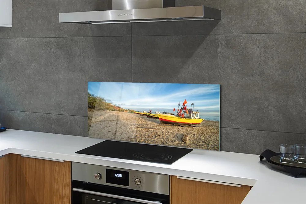 Panel szklany do Kuchni Łodzie na Plaży w Gdańsku