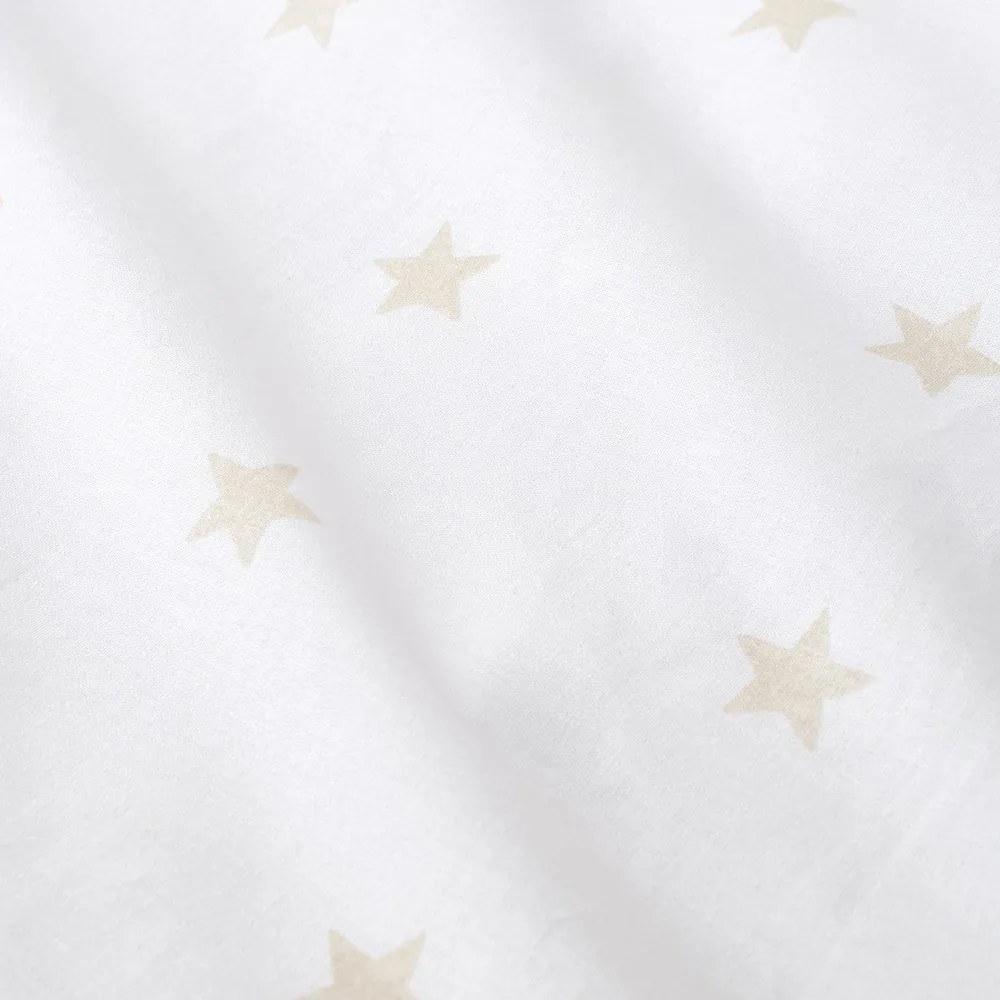 Biało-beżowe bawełniane prześcieradło dziecięce jednoosobowe z gumką 90x190 cm Mini Star &amp; Stripes – Bianca