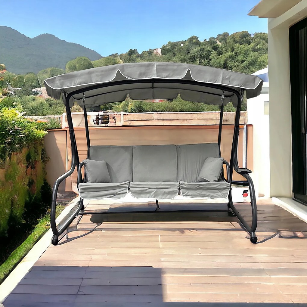 Bujana huśtawka do ogrodu wolnostojąca Nepal MAS-4026 jasny szary