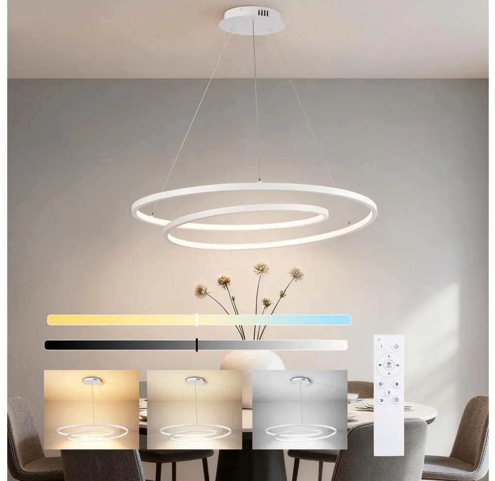 Brilagi-LED ściemnialny żyrandol na linkach TWISTER LED/105W/230V Ø 100 cm biały + pilot