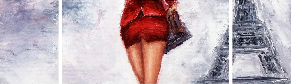 Obraz - Kobieta i wieża Eiffla (170x50 cm)