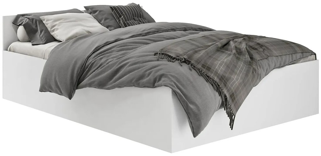 Białe łóżko z podnoszonym stelażem i materacem 100x200 W8-D22
