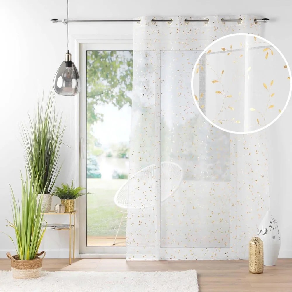 Firanka z woalu w biało-złotym kolorze 140x240 cm Floressia – douceur d'intérieur