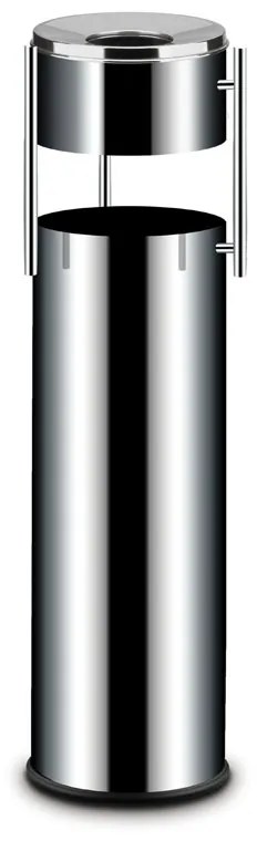 Zewnętrzny kosz na śmieci z popielniczka, 760 x 200 x 200 mm, nierdzewny mat