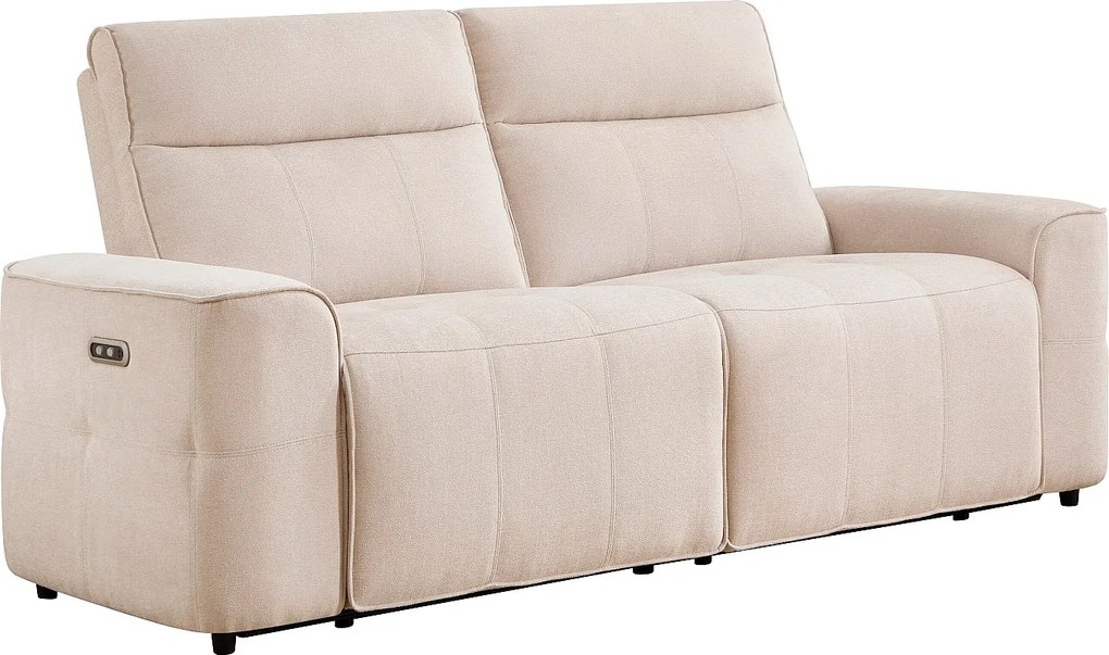 Kanapa 3-osobowa z elektryczną funkcją relaksu z beżowej tkaniny szenilowejSCAMOCO