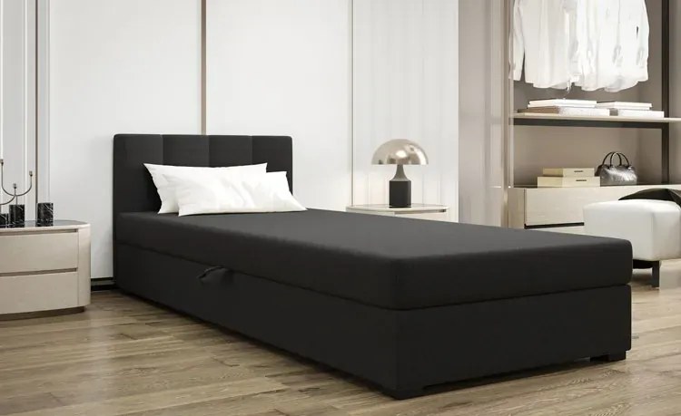 Ciemnoszary tapczan z zagłówkiem do spania 110x195 cm S1-H56