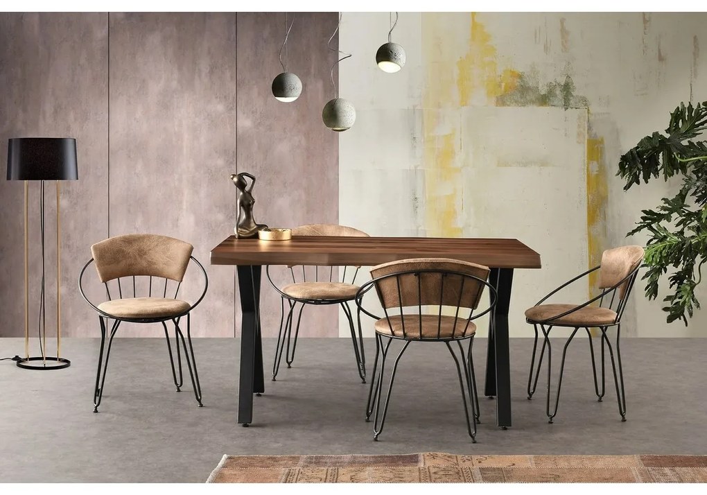 Zestaw krzeseł do jadalni Istanbul Beige and Black, 2 szt.