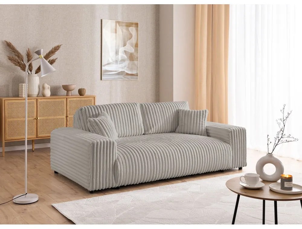 Jasnoszara sztruksowa sofa 213 cm Justin – Ropez
