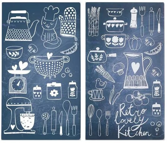 Szklane płyty ochronne LOVELY KITCHEN na kuchenkę – 2 sztuki, ZELLER