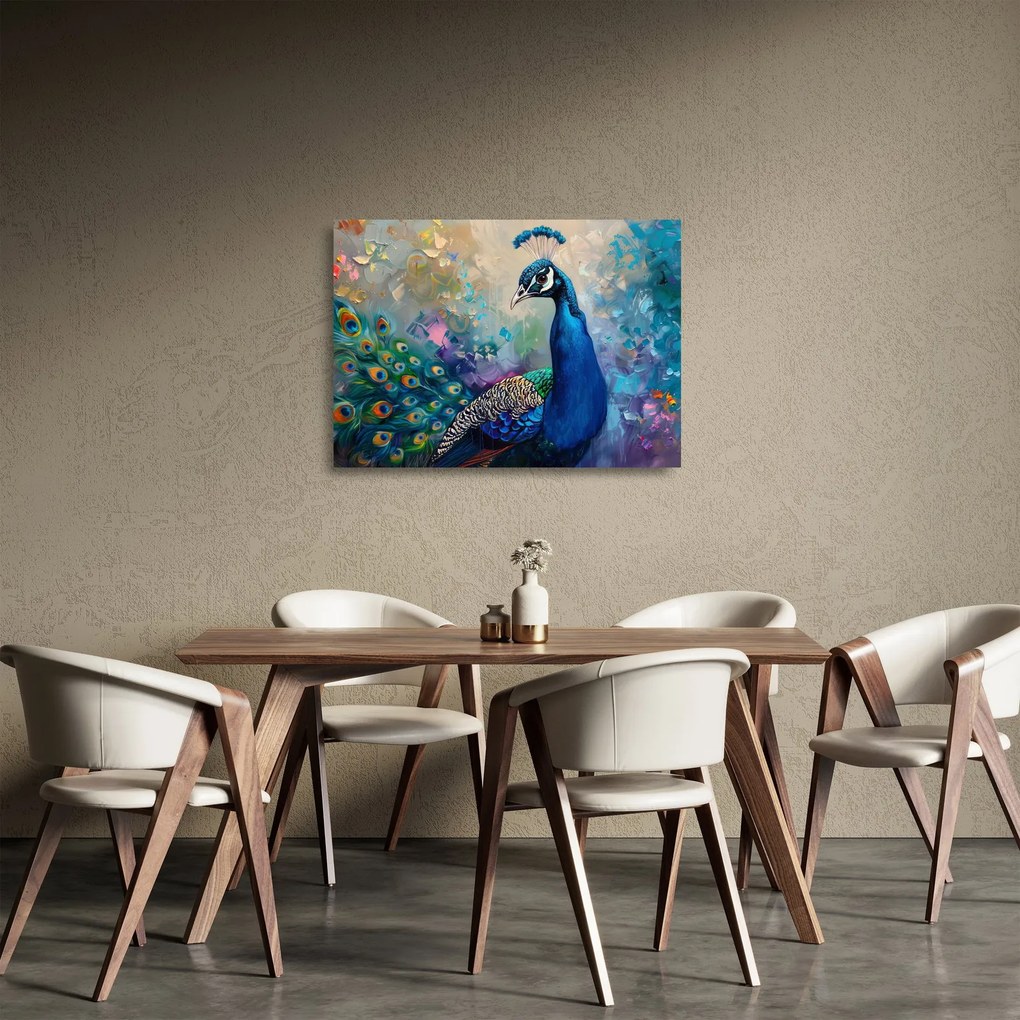 Obraz na szkle - Malowanie pawia (70x50 cm)