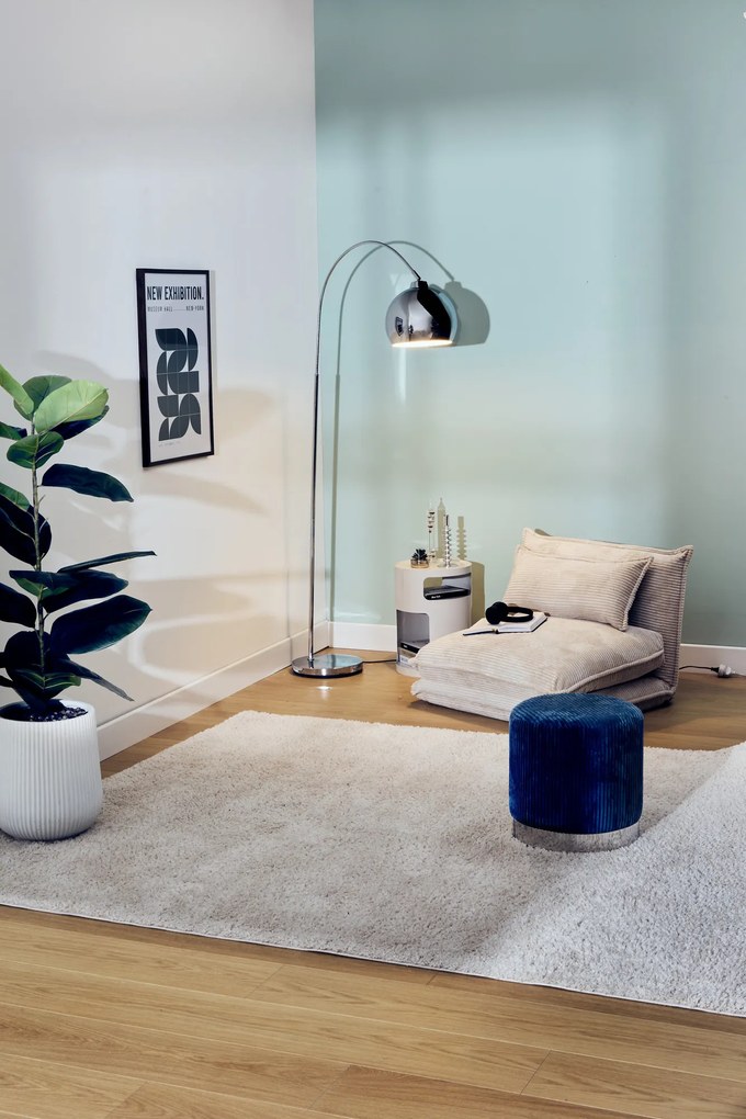 Lampa podłogowa łukowa FLORIS, metalowa, srebrna, 177 cm