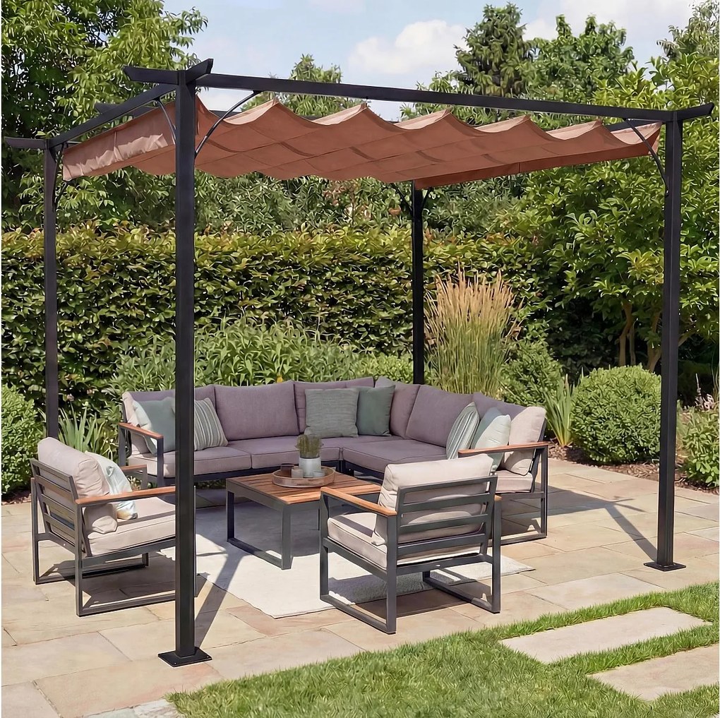 Pergola MCW-C42, 3x3m brązowo-granatowy