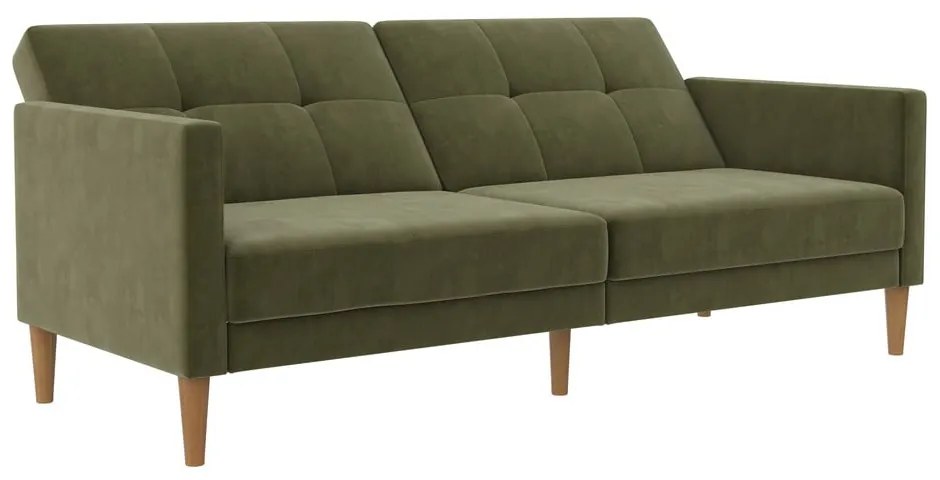 Zielona aksamitna rozkładana sofa 207 cm Lilly – Støraa