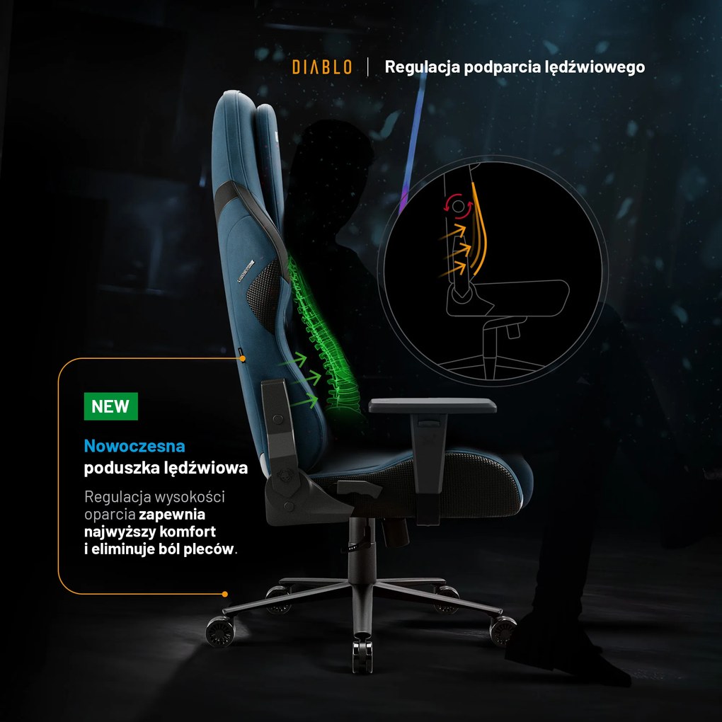 Fotel Gamingowy Diablo X.One Prime, Normal Size, Meta Ocean