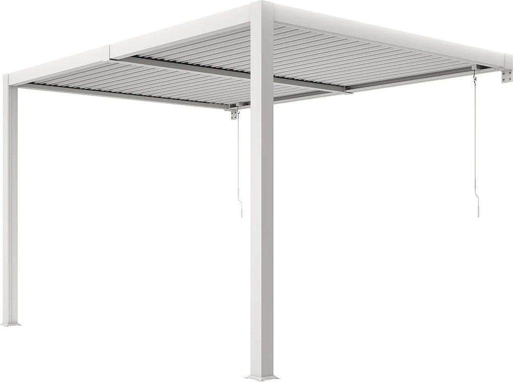 Pergola przyścienna bioklimatyczna aluminiowa z regulowanymi lamelami 12 m² - Biała - SERADO