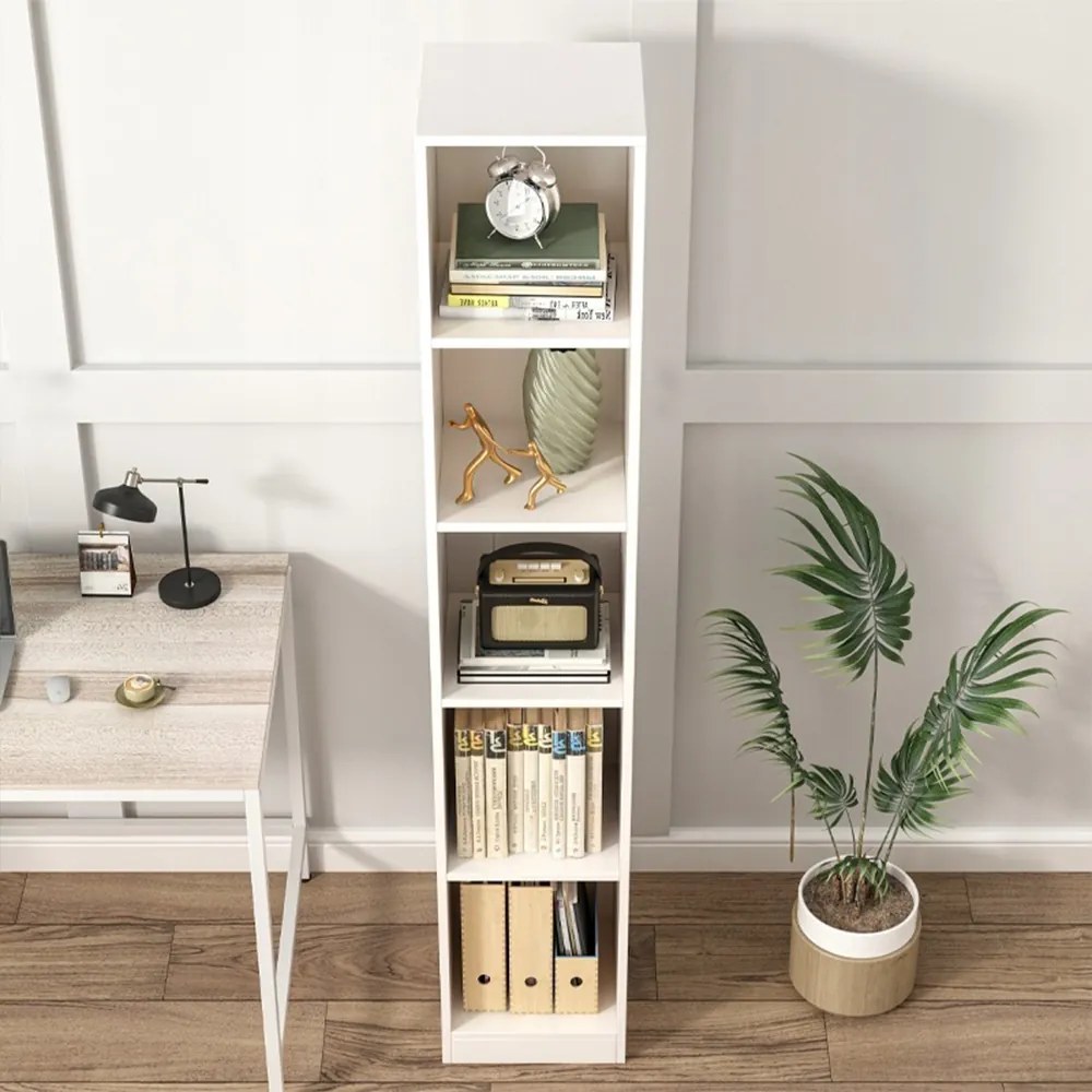 Wysoka szafka biała - 182×25×30 cm - półka do salonu, biura