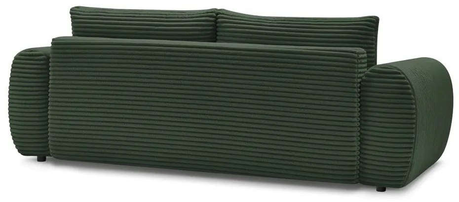 Ciemnozielona sztruksowa rozkładana sofa 257 cm Lucien – Bobochic Paris