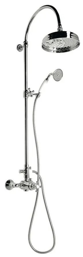 Zestaw prysznicowy z mosiądzu w kolorze srebra z połyskiem z baterią z termostatem, deszczownicą i słuchawką prysznicową 142 cm Antea – Sapho