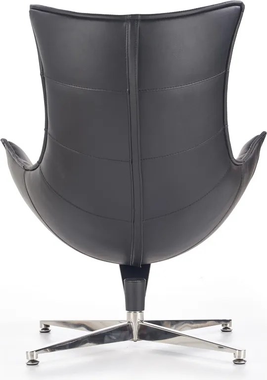 Czarny fotel wypoczynkowy ze skóry Luxor