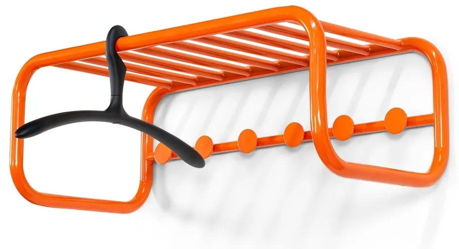 Pomarańczowy metalowy wieszak ścienny z półką 72 cm Retro – Spinder Design