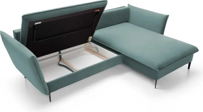 Narożnik GLOSS Prawostronny z funkcją spania, zestaw z poduszkami wolnostojący tkanina RIVIERA 80 Jasny szary WERSAL