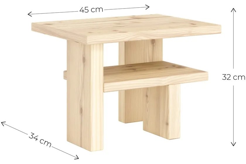 Stolik z litego drewna sosnowego 34x45 cm Japan – Karup Design