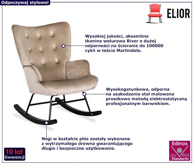 Beżowy bujany fotel wypoczynkowy S1-Z44