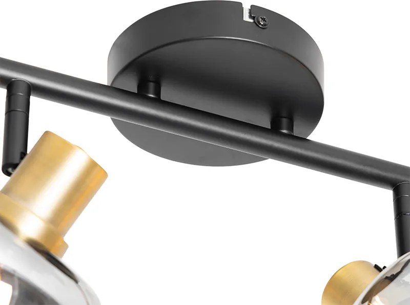 Inteligentny reflektor sufitowy czarny ze złotem i przydymionym szkłem 4-punktowy z 4 Wifi P45 - Zuzanna