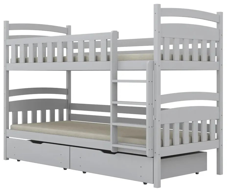 Łóżko piętrowe JULITA 180x80 białe drewniane z szufladami KOCOT KIDS