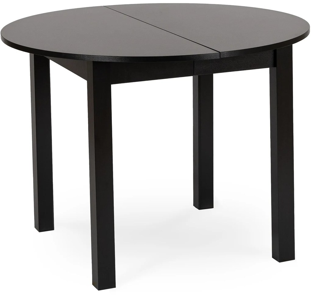 Zestaw Stół Okrągły Rozkładany HARRY 102-142 cm Czarny i 4 Krzesła Tapicerowane RICK Bordowe Nowoczesne Loft