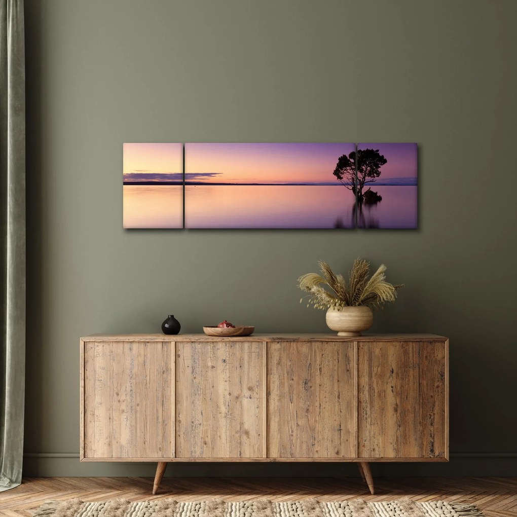 Obraz powierzchni wody o wschodzie słońca (170x50 cm)