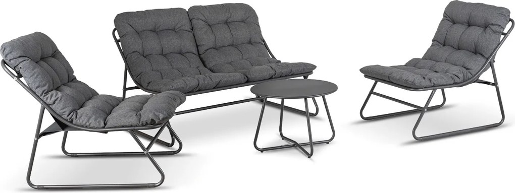 Zestaw mebli ogrodowych dla 4 osób Nivo 058 - sofa, fotele, stolik, kolor szary