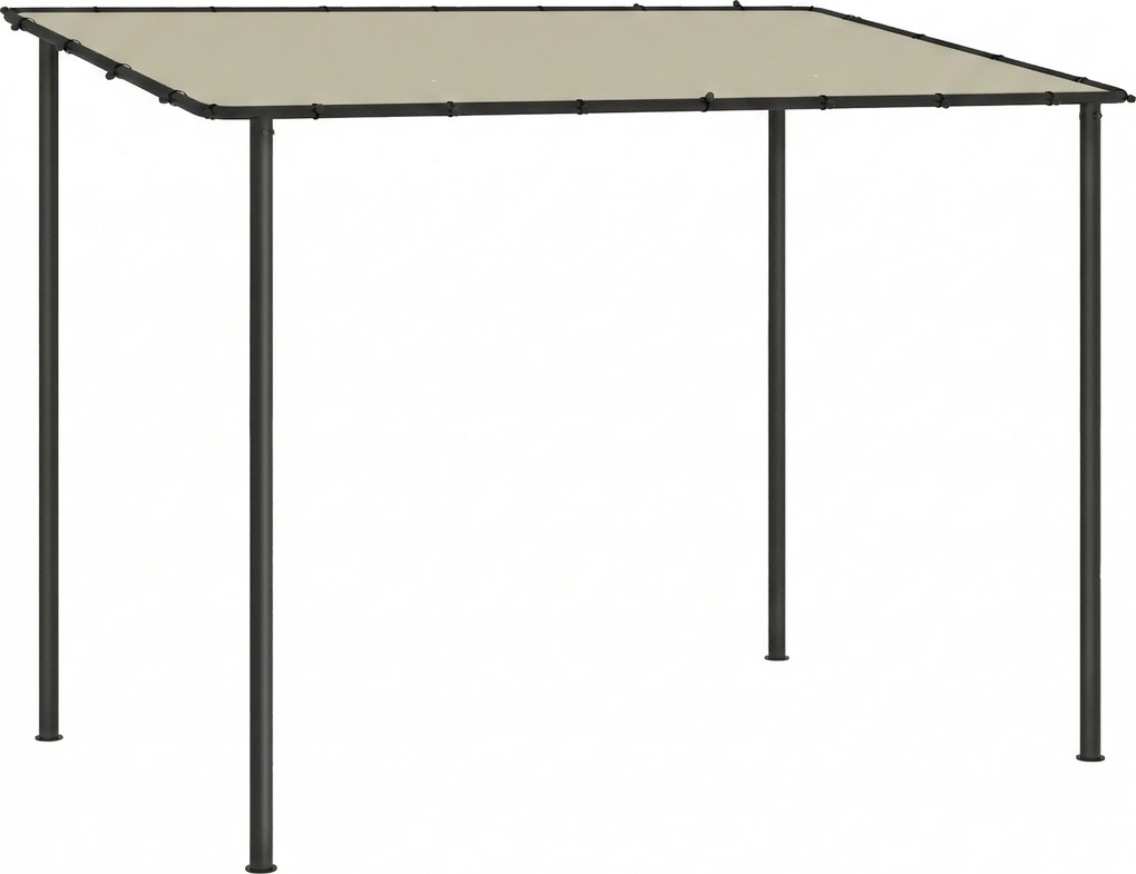 Outsunny Przyścienna Pergola z Metalową Ramą i Zadaszeniem, Odporna na Warunki Pogodowe, 3 x 1,8 x 2,3 m, Kremowa | Aosom PL