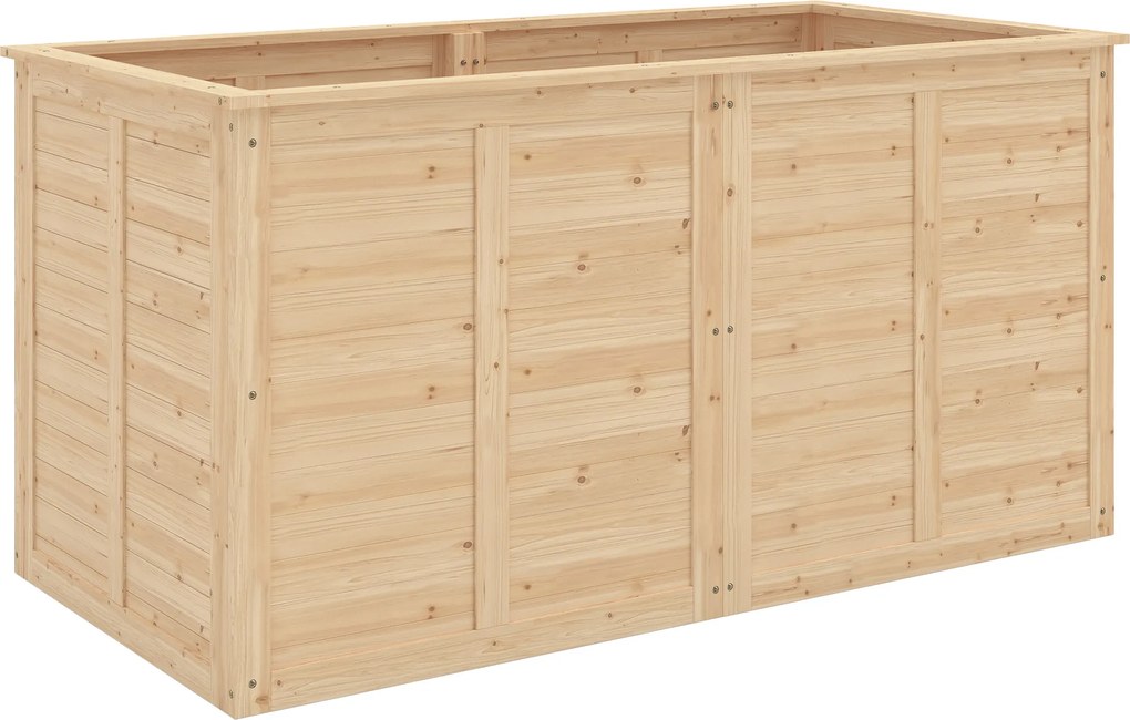 Outsunny Podwyższona drewniana grządka 152 x 77 x 77 cm Głęboka na zioła z otwartym dnem i prętami wzmacniającymi | Aosom PL