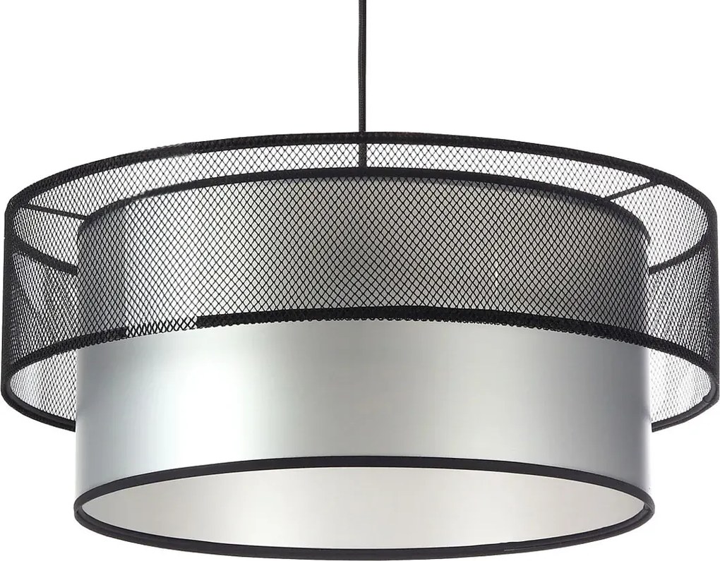 Srebrno-czarna okrągła lampa wisząca z siatką - 17X S421 M8-Z40